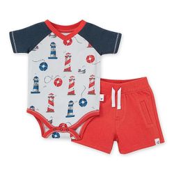 Burt's Bees Baby Lobster Light the Way Bodysuit & French Terry Shorts - 12M
