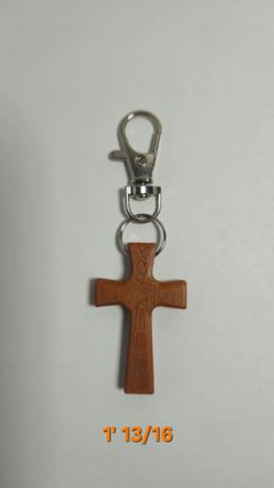 Wooden cross keychain