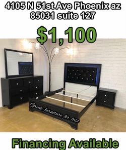 Queen size led bedroom set brand new