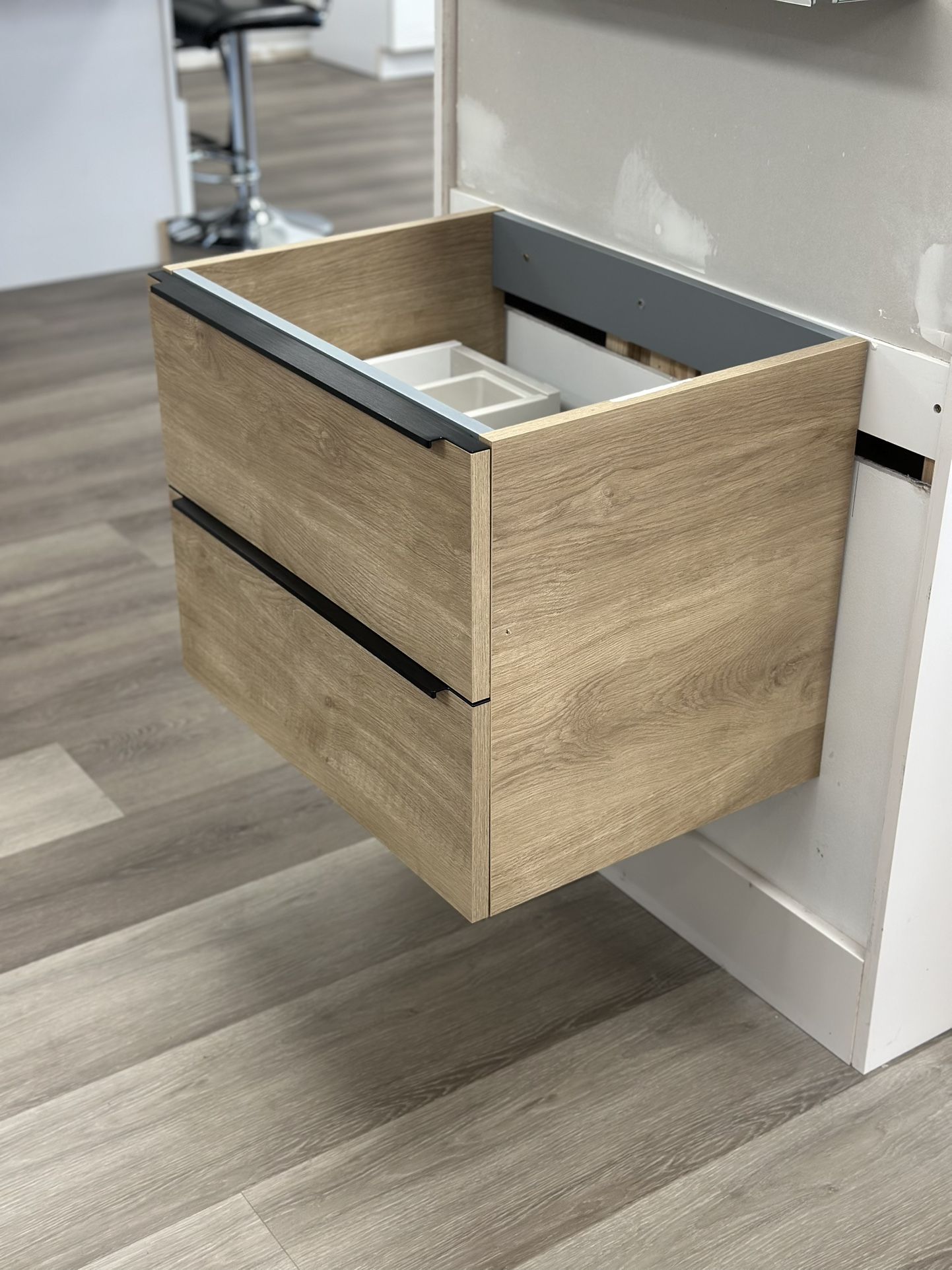 Floating Bathroom Vanity Cabinet - Natural Oak Finish