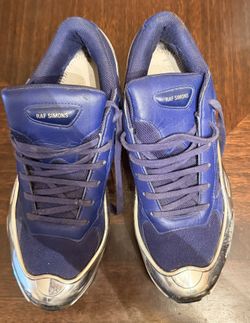 Raf Simons Men's Navy Blue and Silver Trainers