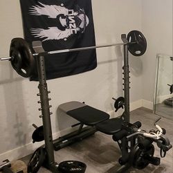 Olympic Gym Weights & Elliptical Machine + Bench 