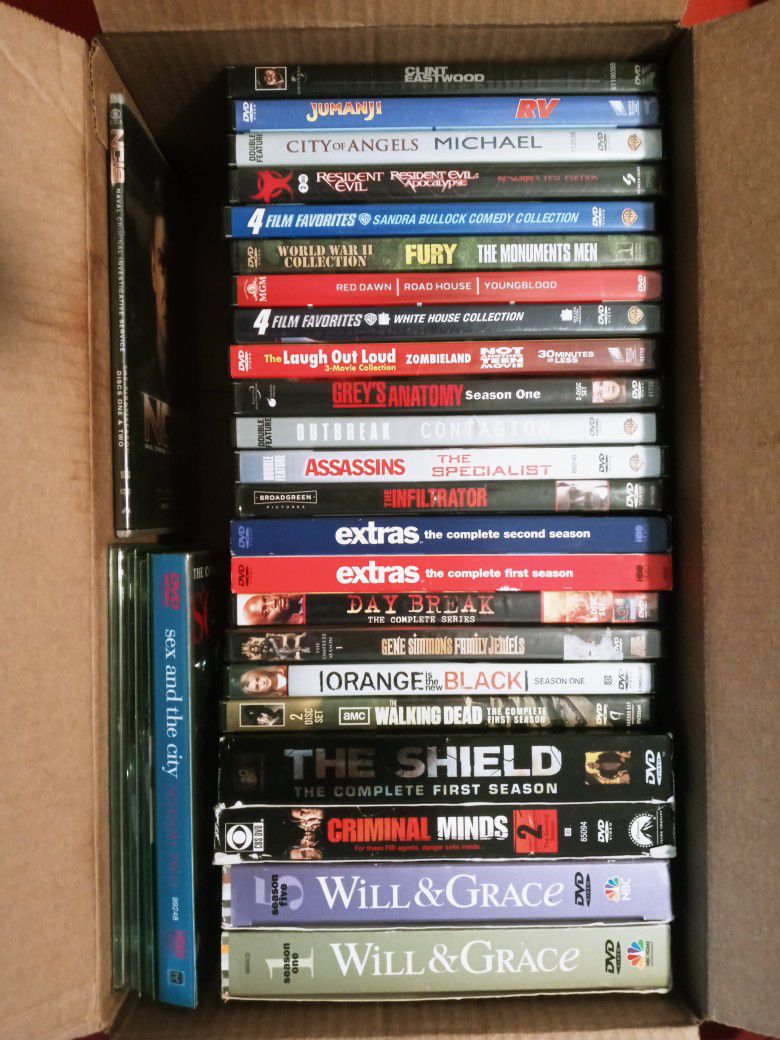 Box of DVD s: Tv shows, Movies, 2-4 Film movie collection