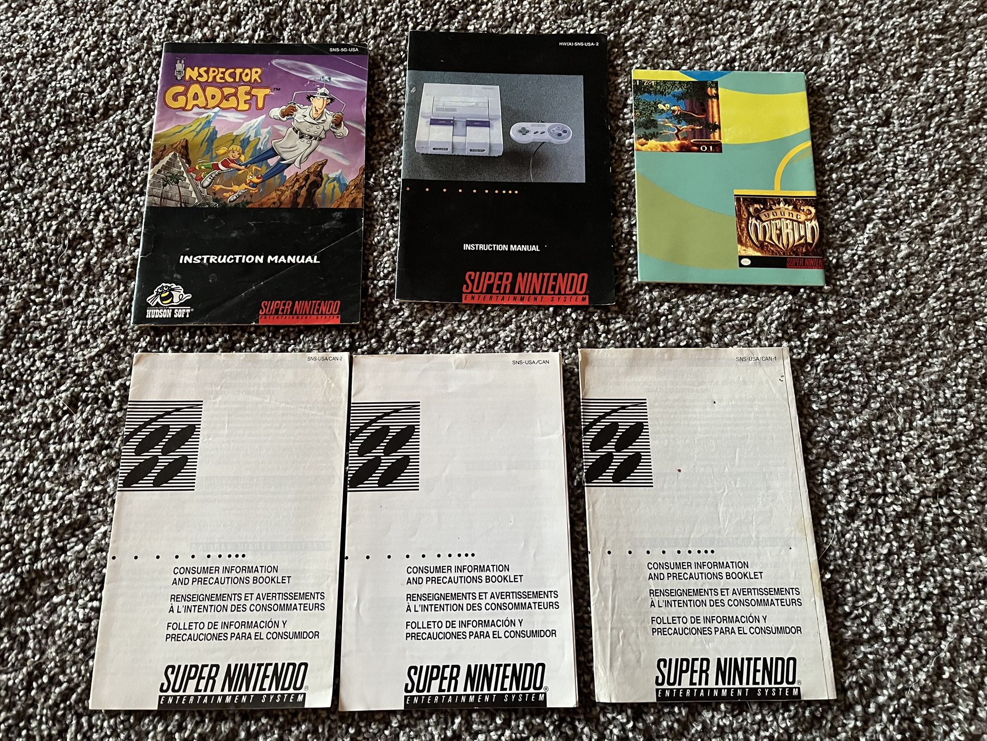 Super Nintendo Manuals, Poster And Inserts