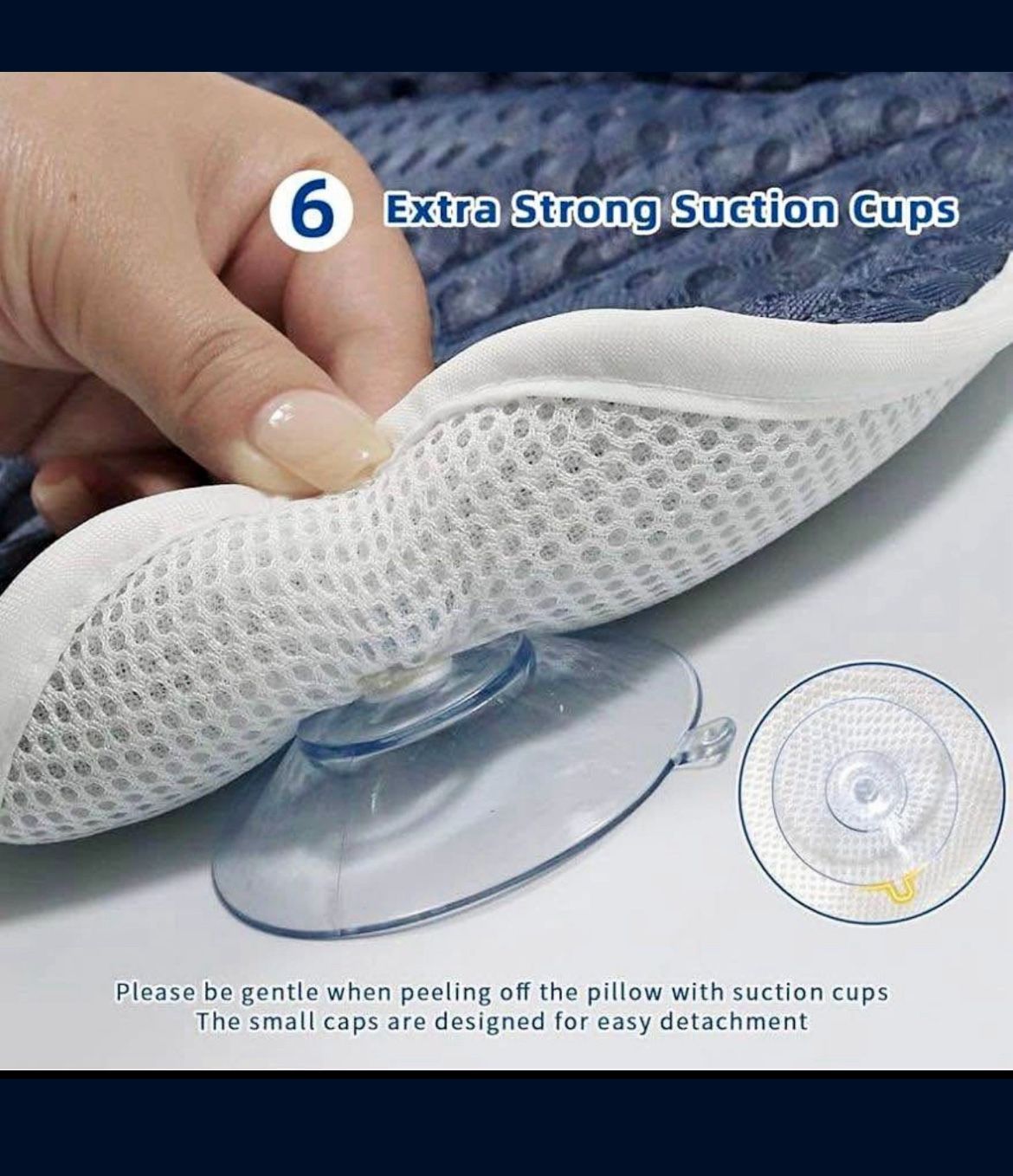 Bath Pillow for Tub, Neck, Head and Back Support with 6 Strong Non-Slip Suction Cups, 4D Air Mesh,