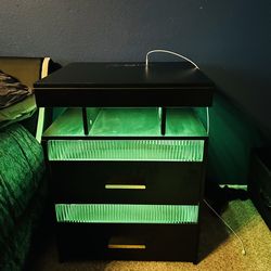 Smart LED Nightstand with Wireless Charging & Storage