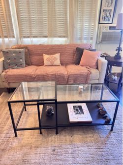Nesting Coffee Table Set - Glass & Black
