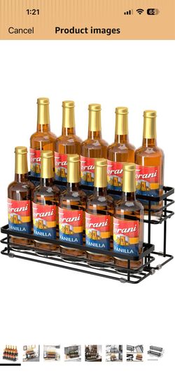 Coffee Syrup Rack Organizer, Syrup Bottle Holder Stand for Coffee Bar, 2-Tier 10 Bottles Storage Shelves for Syrup, Wine, Dressing for Kitchen Counter