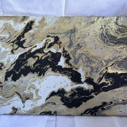 Gold Silver Black Acrylic Painting 