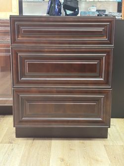 27" Dark Espresso 3-Drawer Base Cabinet