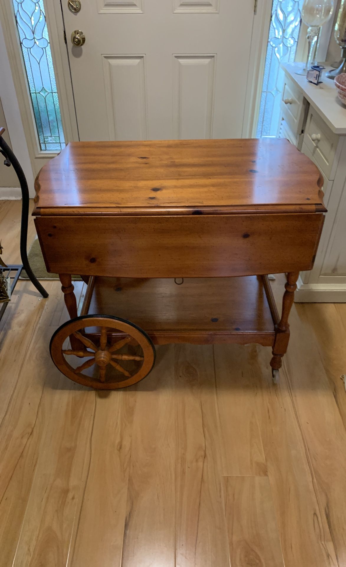 Antique Drop Leaf Table Cart Tea Server Bar Console End Side Vintage