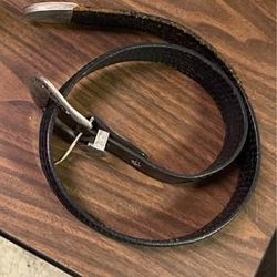 Vintage Mexican Tooled Leather Belt w/ Alpaca Silver & Abalone Inlay Buckle – Size 38