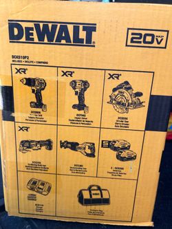 Dewalt 5pc Tool set 20v 5.0 Ah with batteries and charger