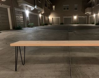 Custom bench seat, hairpin leg