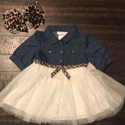 New Baby Girls Elbow Sleeve Aline Denim Dress