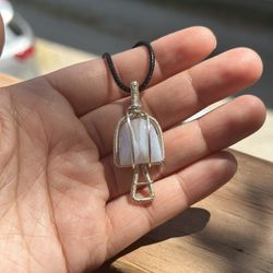 Blue Lace Agate Mushroom Pendant necklace