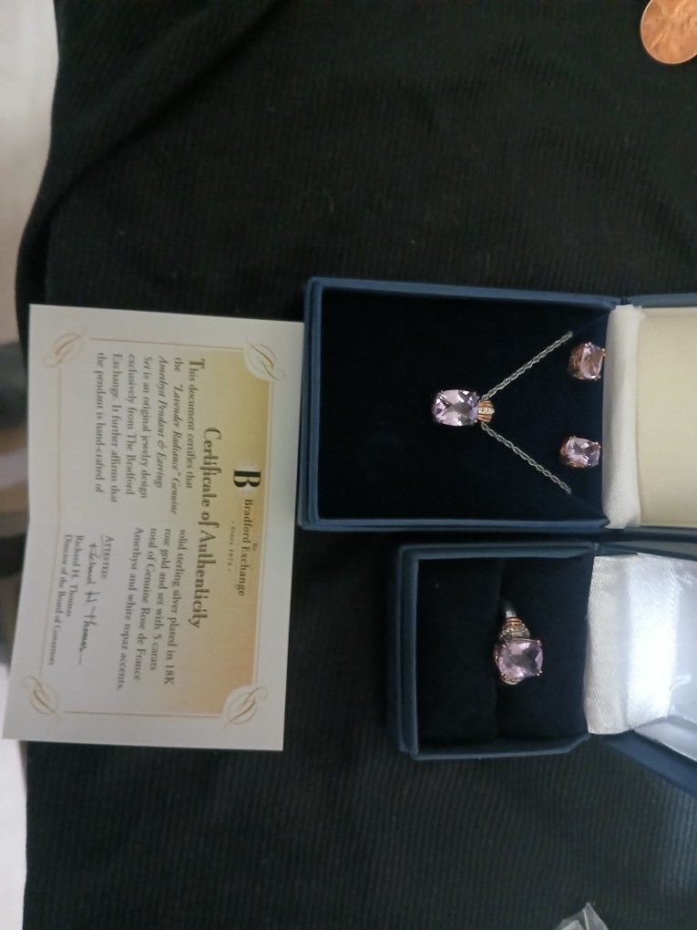 925 Ring Necklace And Earrings Set