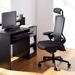AmazonCommercial Ergonomic High-Back Executive Mesh Chair, with Adjustable Lumbar Support, Headrest and 3D Armrests