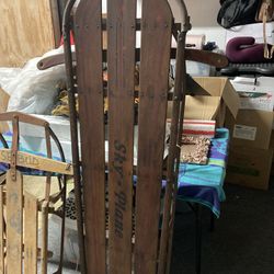 1940s Sky Plane Wooden Sled For 