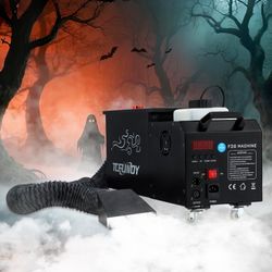 1500W Low Lying Fog Machine, Dry-Ice Effect Fogger w/ Tube, Ground Smoke Machine w/ DMX & Wireless Remote Control, Ideal Atmosphere Maker for Hallowee
