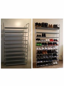 Brand New Gray 10 Tier Shoes Tower Rack Organizer  It will fit 50 pair of shoes