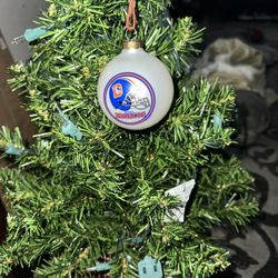 Vintage NFL Denver Broncos Christmas Glass Ornament 