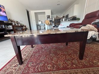 Marble Top Coffee Table Dark Wood Base