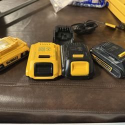 DEWALT Four Batteries Plus Charger 