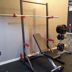 Squat Rack , Adjustable Bench , Weight Rack Ez Curl Bar For Your Weights olympic barbell 