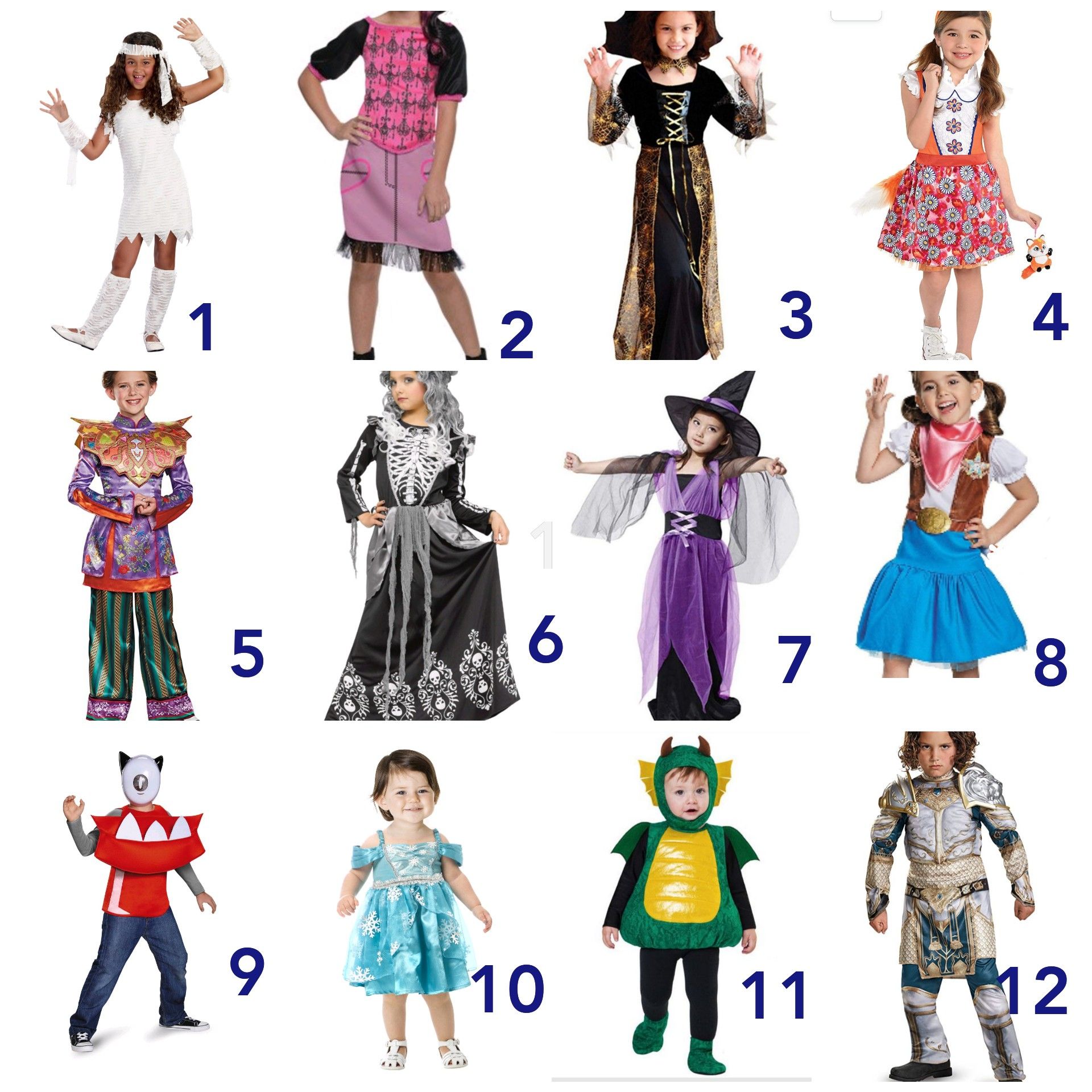 Brand new Halloween kid costumes. Variety of size available. Each $10 or 4 for $20