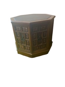 Vintage octogan shape end table with underneath storage area