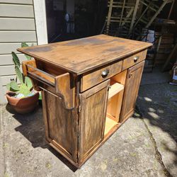 Kitchen Island Cart on wheels with 2 Drawers and shelving

