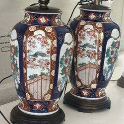 Frederick Cooper Vintage Japanese Imari Porcelain Vase Table Lamps / Chinoiserie Lamps / Vintage Home Decoration