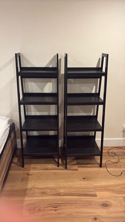 Black 5-Tier Bookshelves – Set of 2