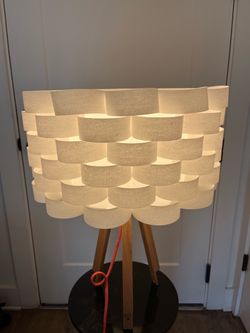 Tripod Floor Lamp with Woven Fabric Shade