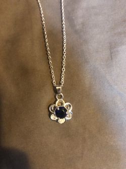 Silver Necklace sapphire