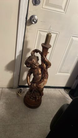Vintage Cherub Lamp Bronze statue