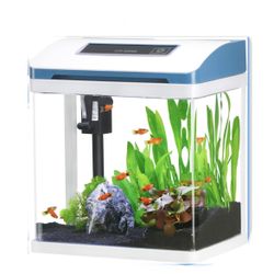 TARARIUM •Small Fish Tank 2 Gallon Glass Aquarium Starter Kits Self Cleaning w/ Colorful LED Light for Betta Shrimp Guppy Jellyfish Goldfish Beta,Room