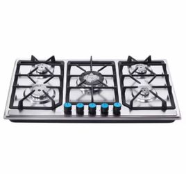 5 Burner Propane Gas Cooktop Indoor, Powerful Built-in Gas Stove Top with Auto Ignition, NG/LPG Convertible Dual Fuel, Portable Tabletop Counter Stove