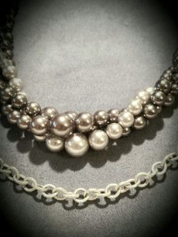 2- Vintage Collectible Silver and White necklaces