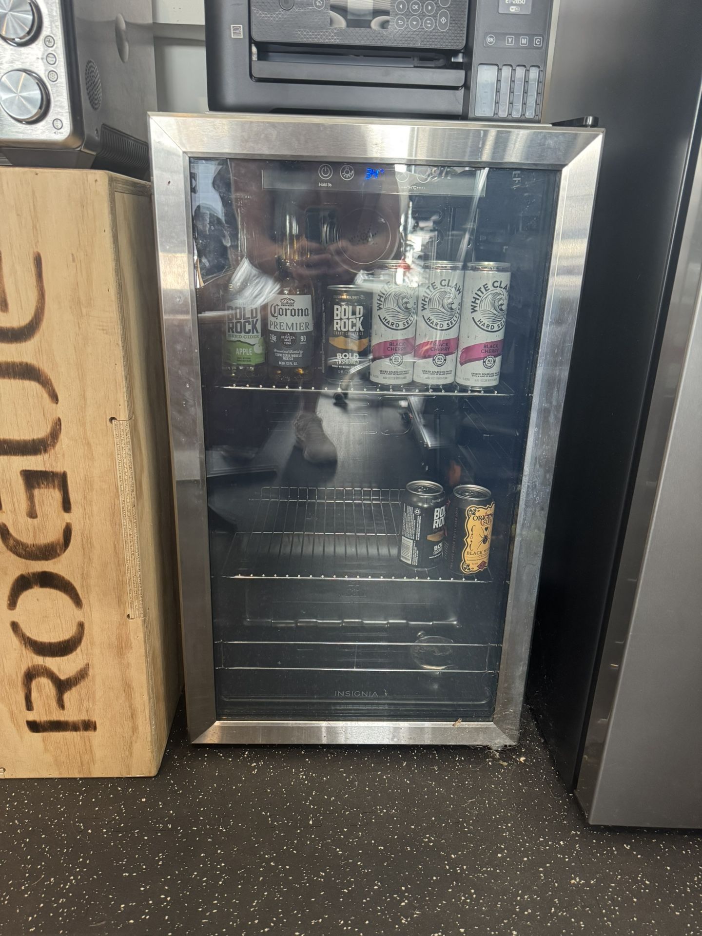 Insignia™ - 115-Can Beverage Cooler - Stainless Steel