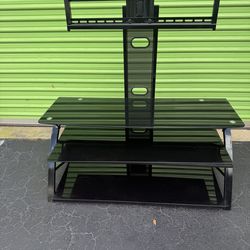 Beautiful black glass metal TV stand television table media center console shelving modern contemporary