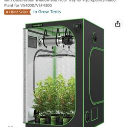 VIVOSUN S448 4×4 Grow Tent, 48"×48"×80" High Reflective Mylar with Observation Window and Floor Tray for Hydroponics Indoor Plant