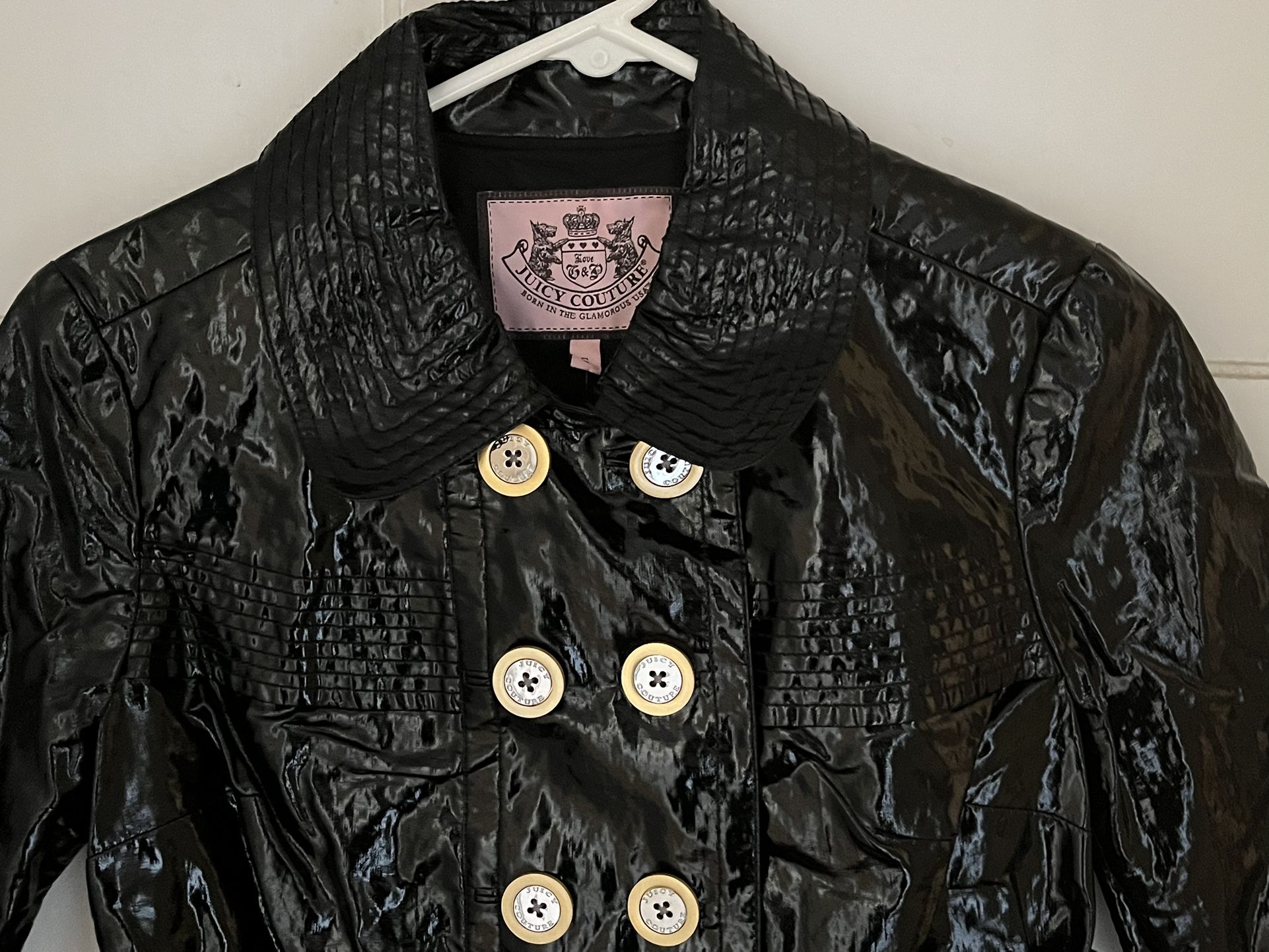 Juicy Couture Vinyl Double Breasted Raincoat NWOT SZ S