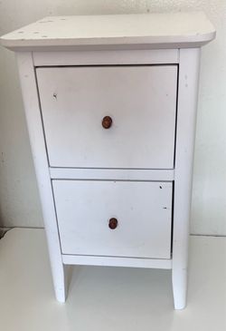 23 inch Tall White  Wood Nightstand W/2 Drawers