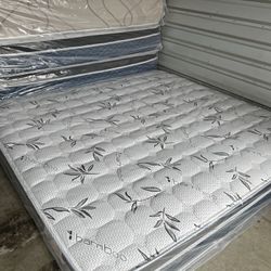 Eastern King Pillow Top Mattress and Box Spring