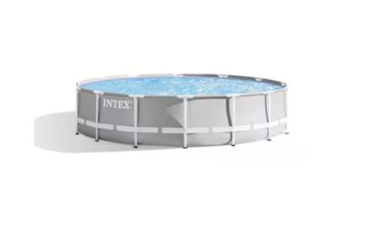 14-ft x 14-ft x 42-in Metal frame Round Above-Ground Pool with Filter Pump with Ladder