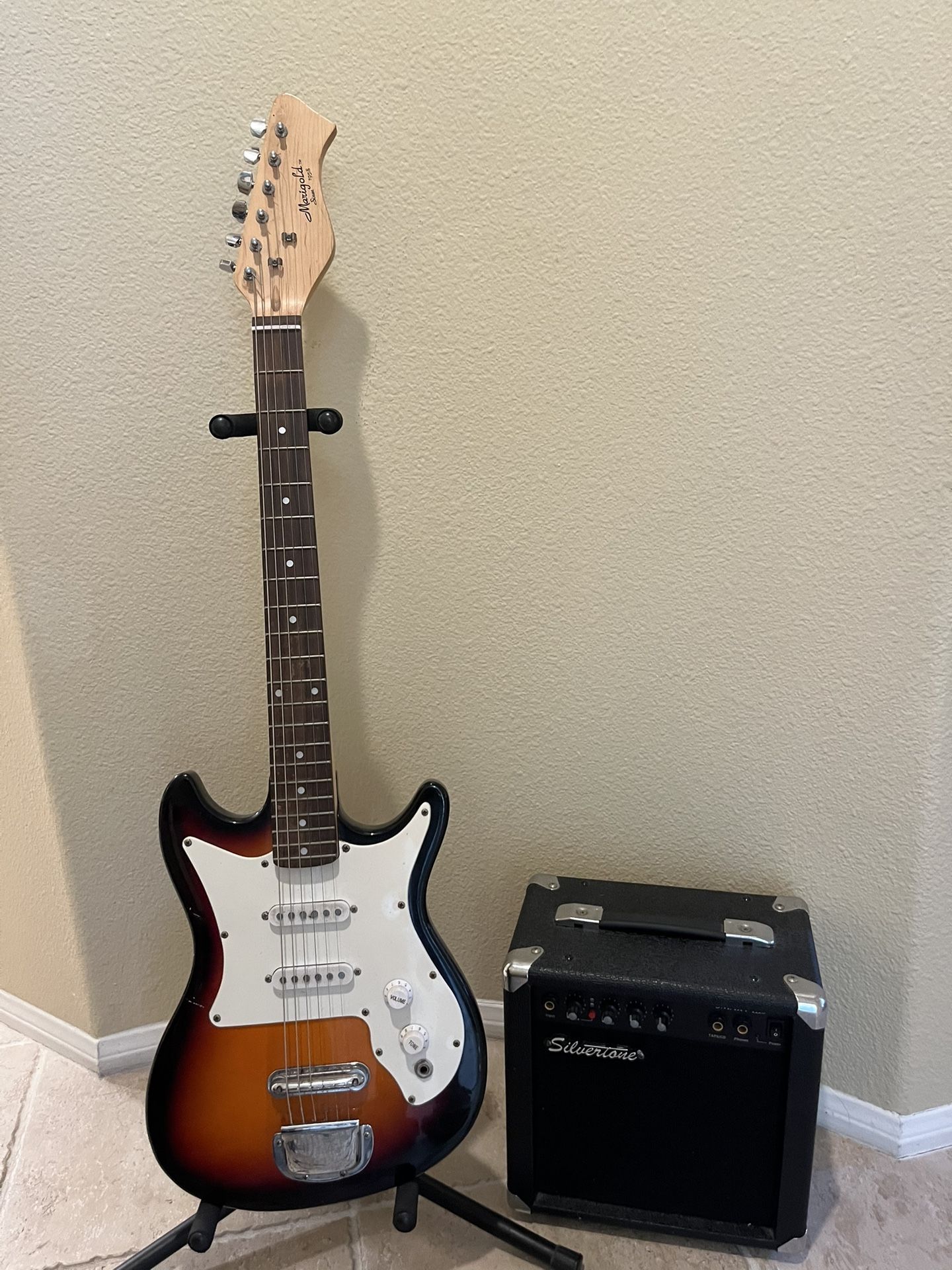 Harmony Marigold Vintage Guitar W/ Vintage Silvertone Guitar Amp