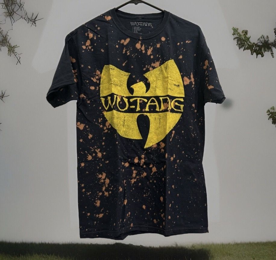 WU-TANG Men Medium T-shirt Classic Icon Splattered All Over Black Crew Neck