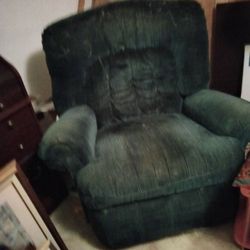 Large Fluffly Dark Blue Recliner